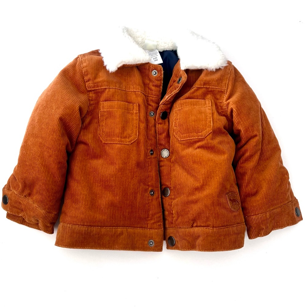 Kids Brown Corduroy Jacket with White Collar